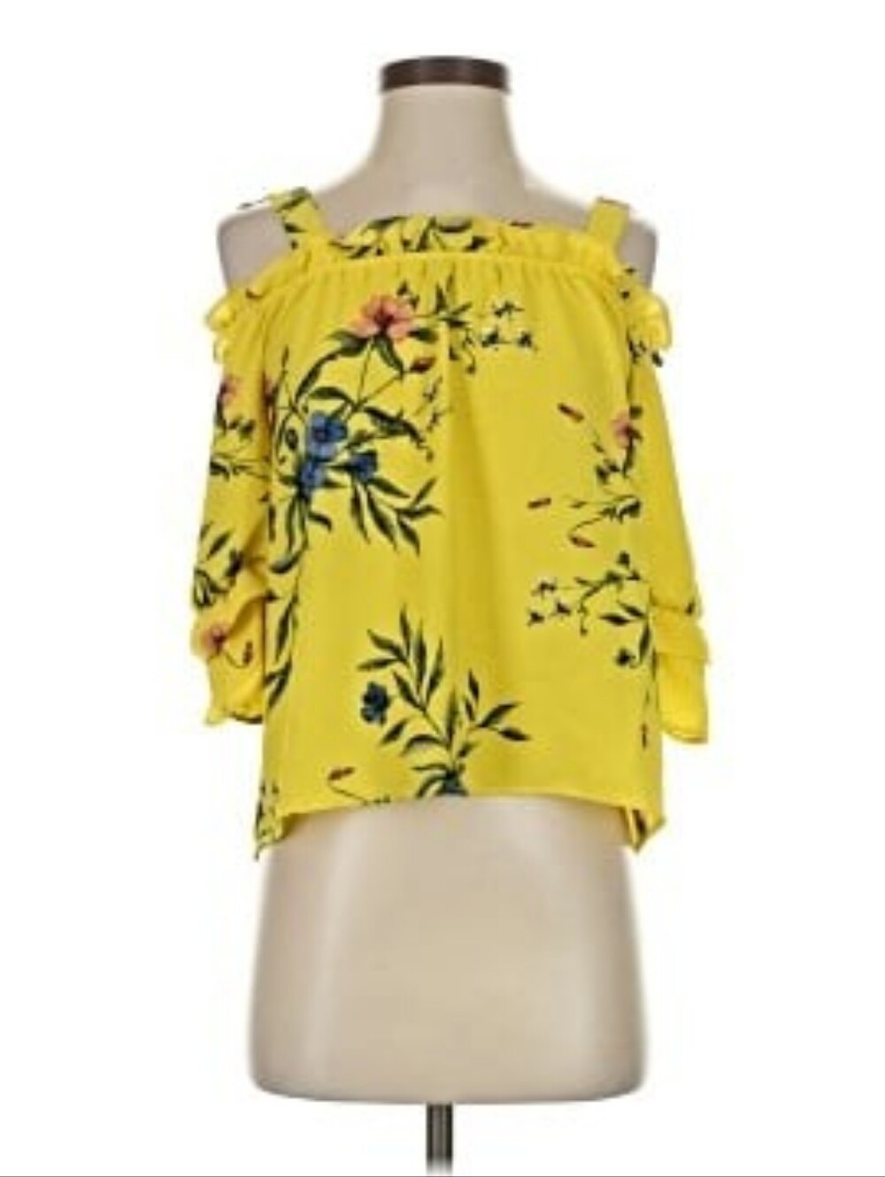Twine & String Yellow Floral Off-Shoulder Top – Size Medium